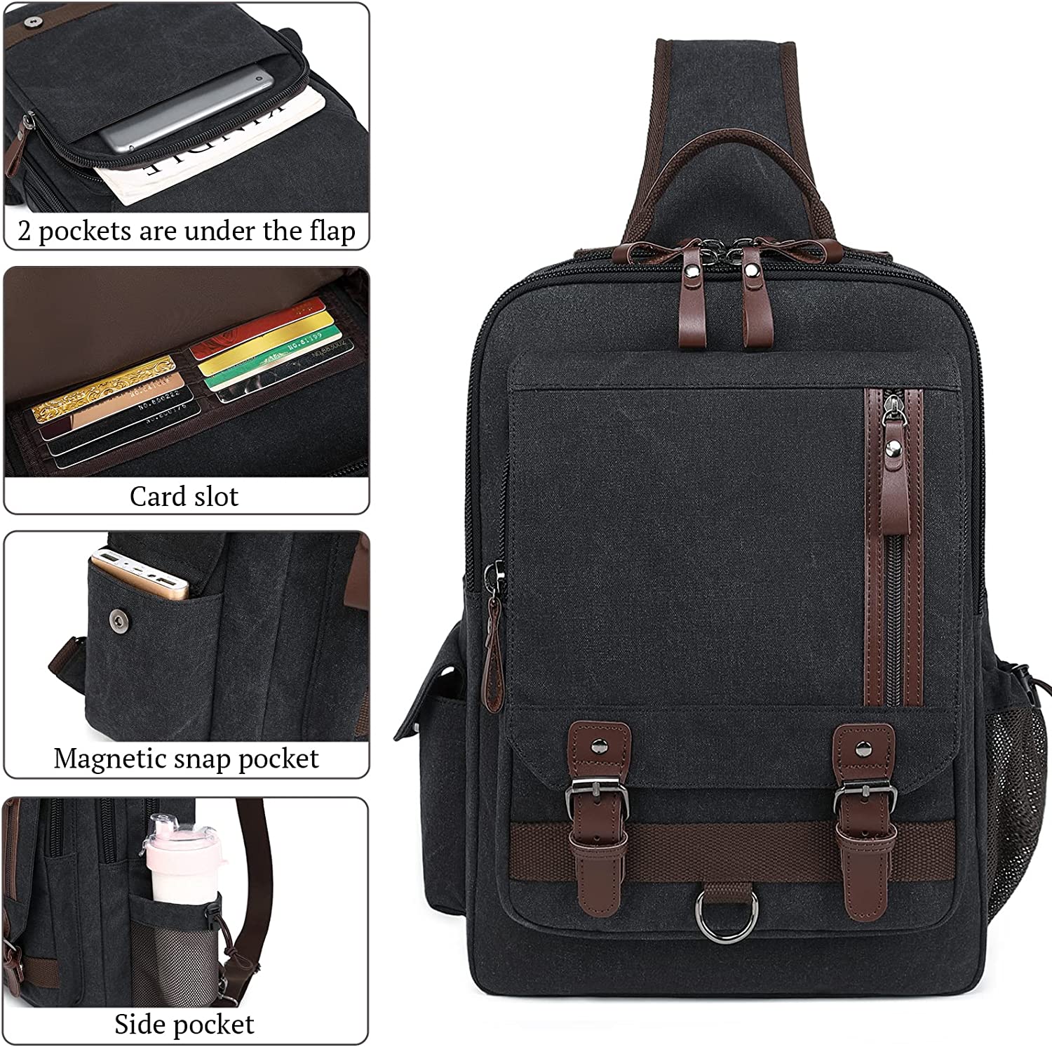 Mygreen Canvas Cross Body Messenger Bag Shoulder Sling Backpack Travel Rucksack - Image 7